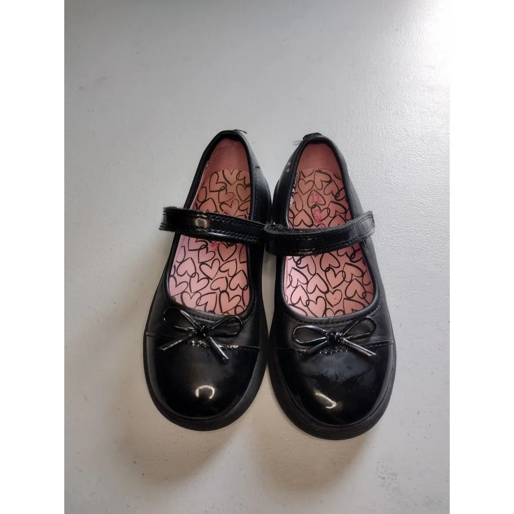 Carters Girls Black‎ Mary Jane Flats Patent Toe Bow School Shoes Size 11 Toddler